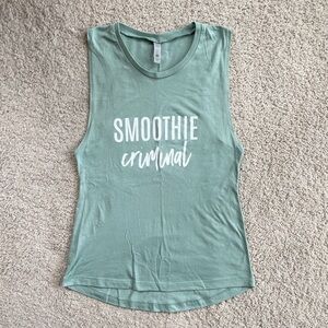Tone It Up Retro Moss Green Muscle Tank Top Small (XS-S) Smoothie Criminal TIU